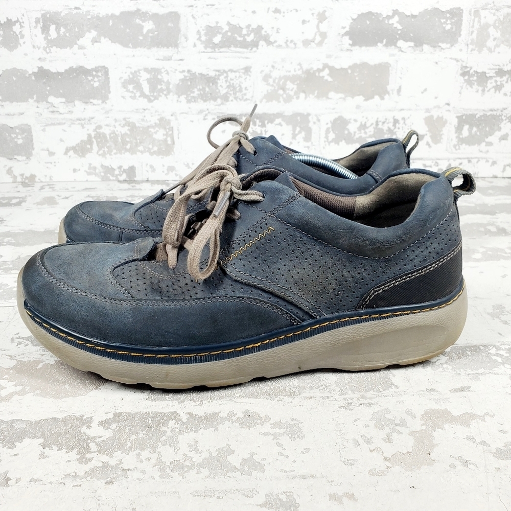 Clarks Navy Leather Men's Casual Lace Up Athleisure Running Sneakers K431